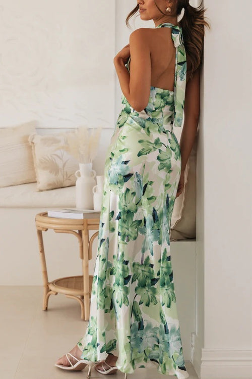Rosie - Floral Halter Neck Maxi Dress