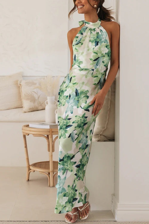 Rosie - Floral Halter Neck Maxi Dress