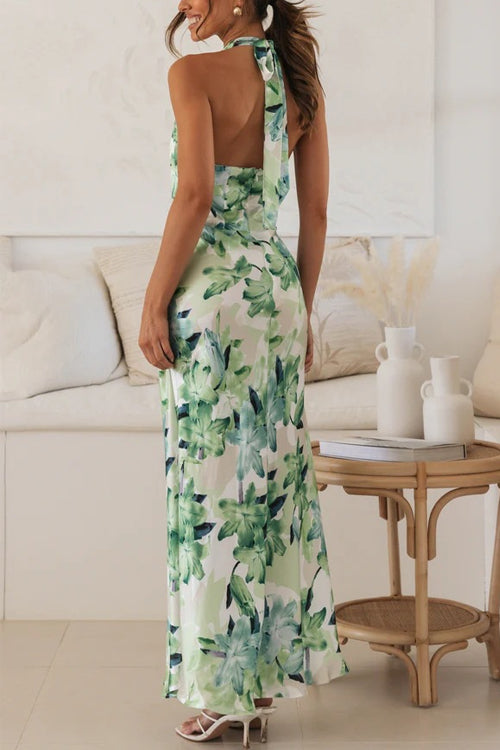 Rosie - Floral Halter Neck Maxi Dress