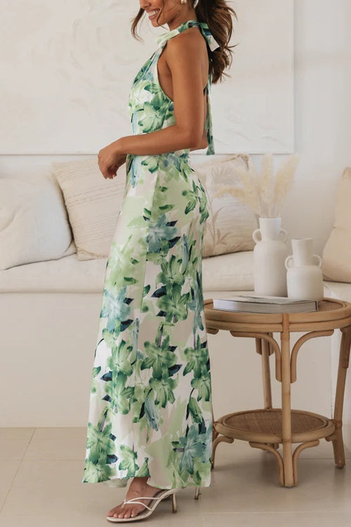 Rosie - Floral Halter Neck Maxi Dress