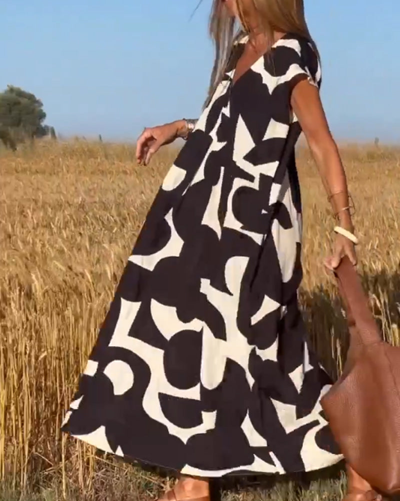 Stephanie - Printed V-neck dress
