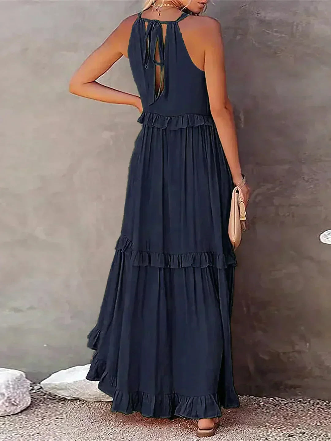 Sarah - Halter Ruffle Maxi Dress