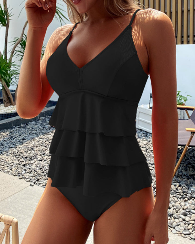 Sarah - Simple swimsuit with decorative ruffles