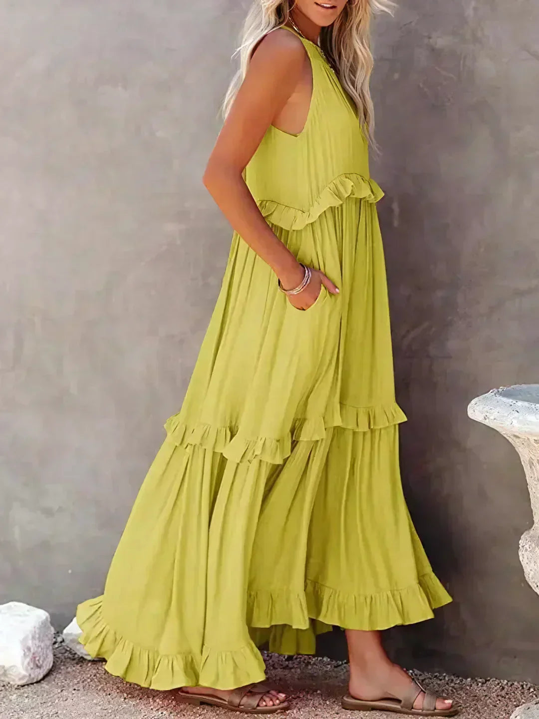 Sarah - Halter Ruffle Maxi Dress