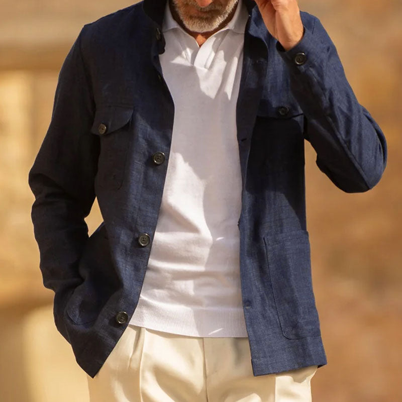 Alfred - Navy Utility Buttoned Overshirt