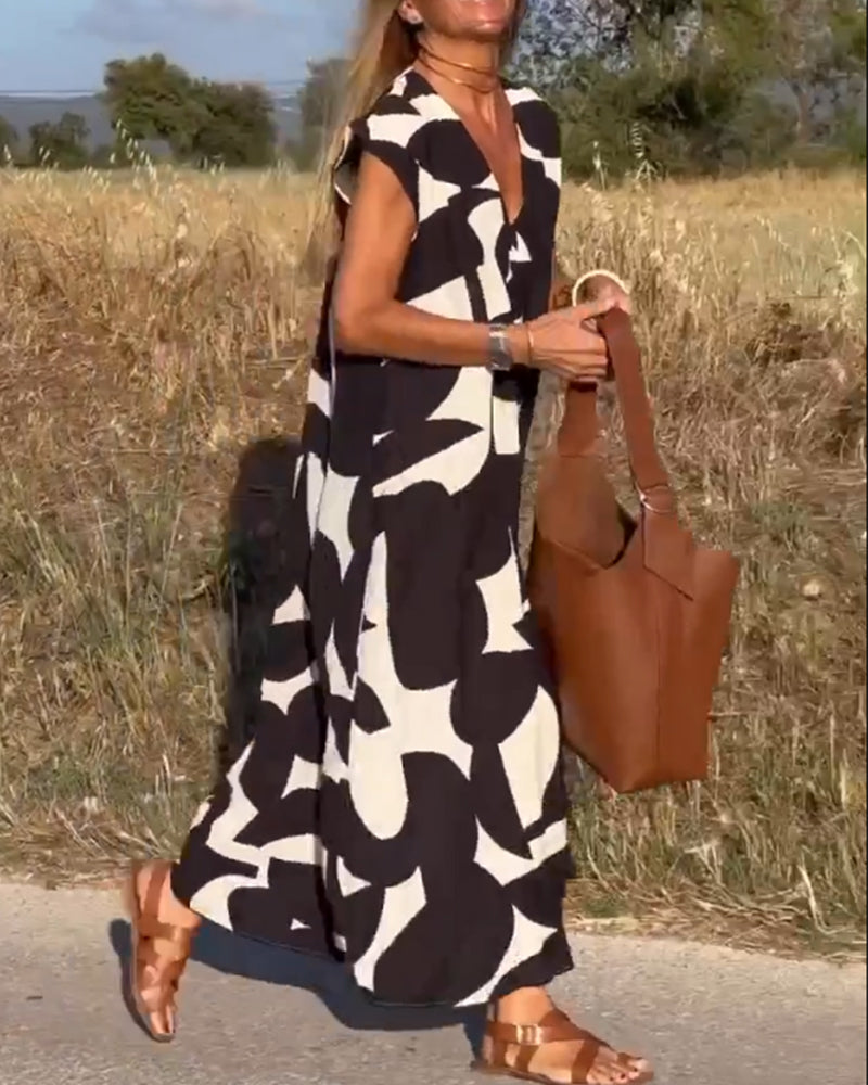 Stephanie - Printed V-neck dress