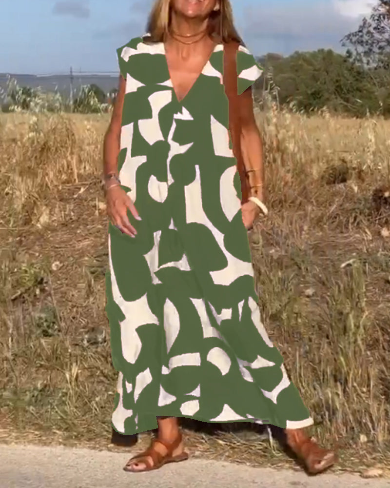 Stephanie - Printed V-neck dress