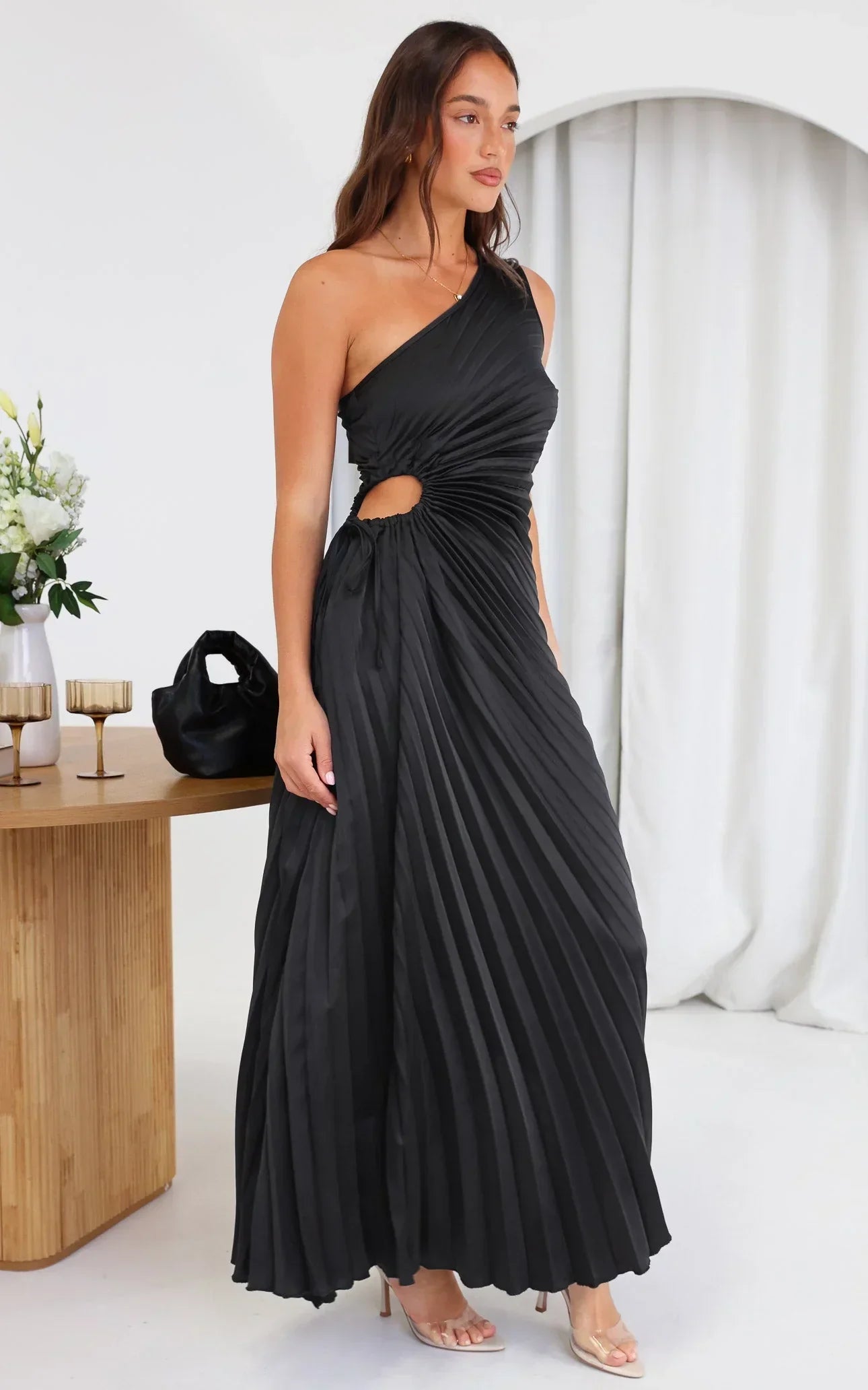 Sylviana - One-Shoulder Pleated Dress