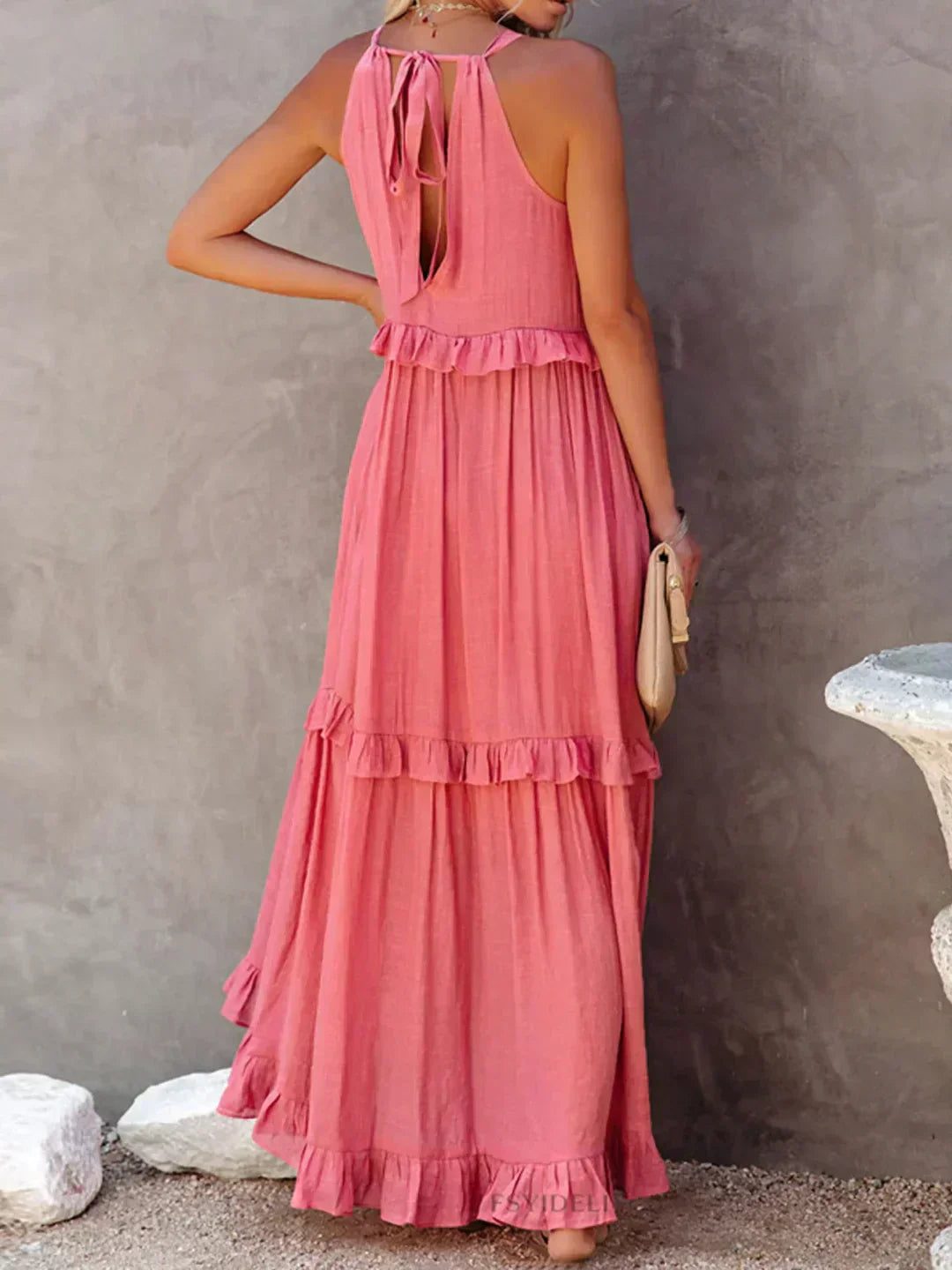 Sarah - Halter Ruffle Maxi Dress