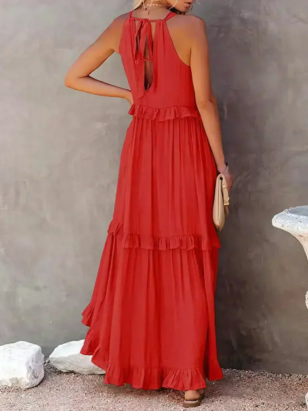 Sarah - Halter Ruffle Maxi Dress