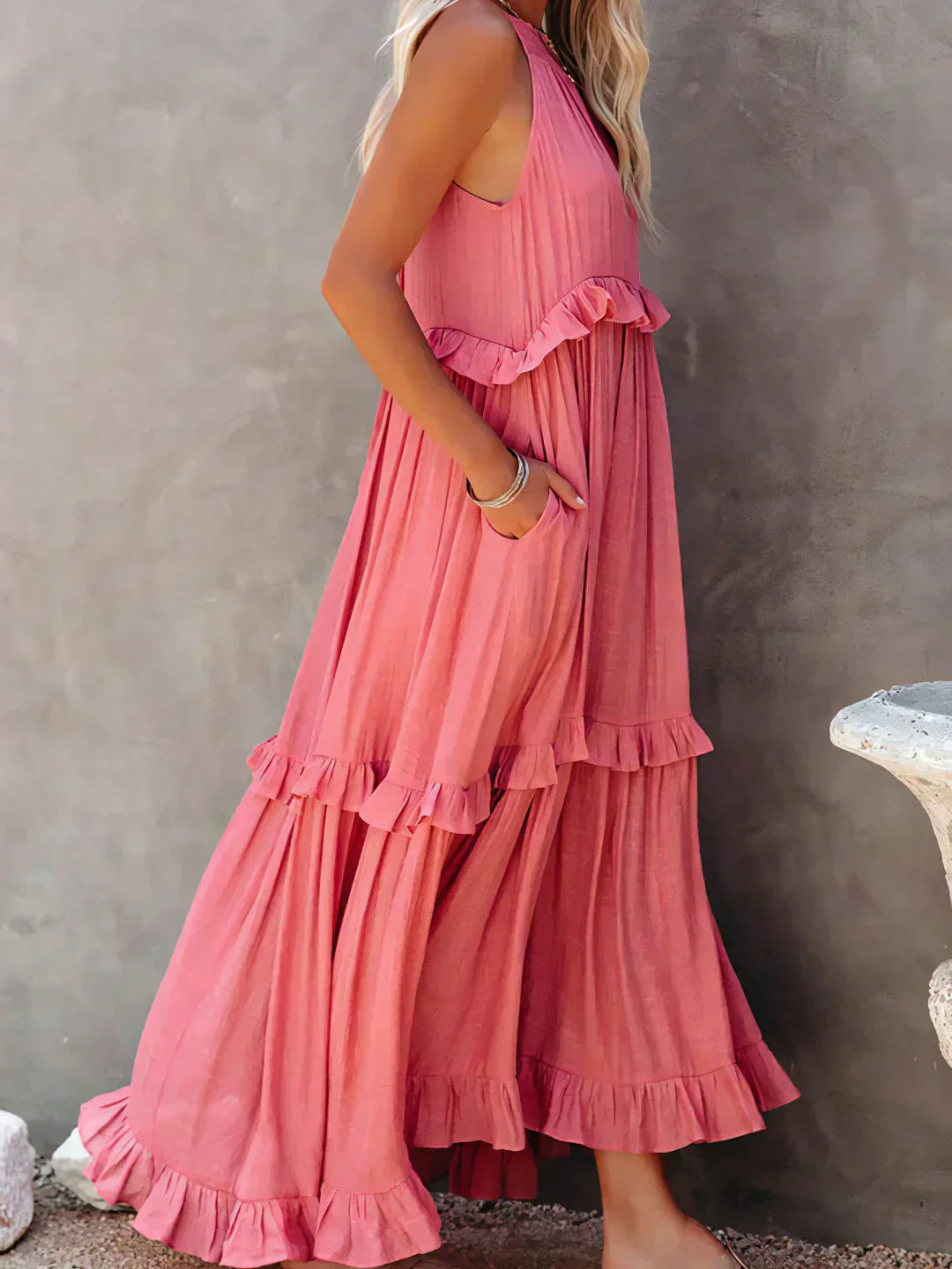 Sarah - Halter Ruffle Maxi Dress