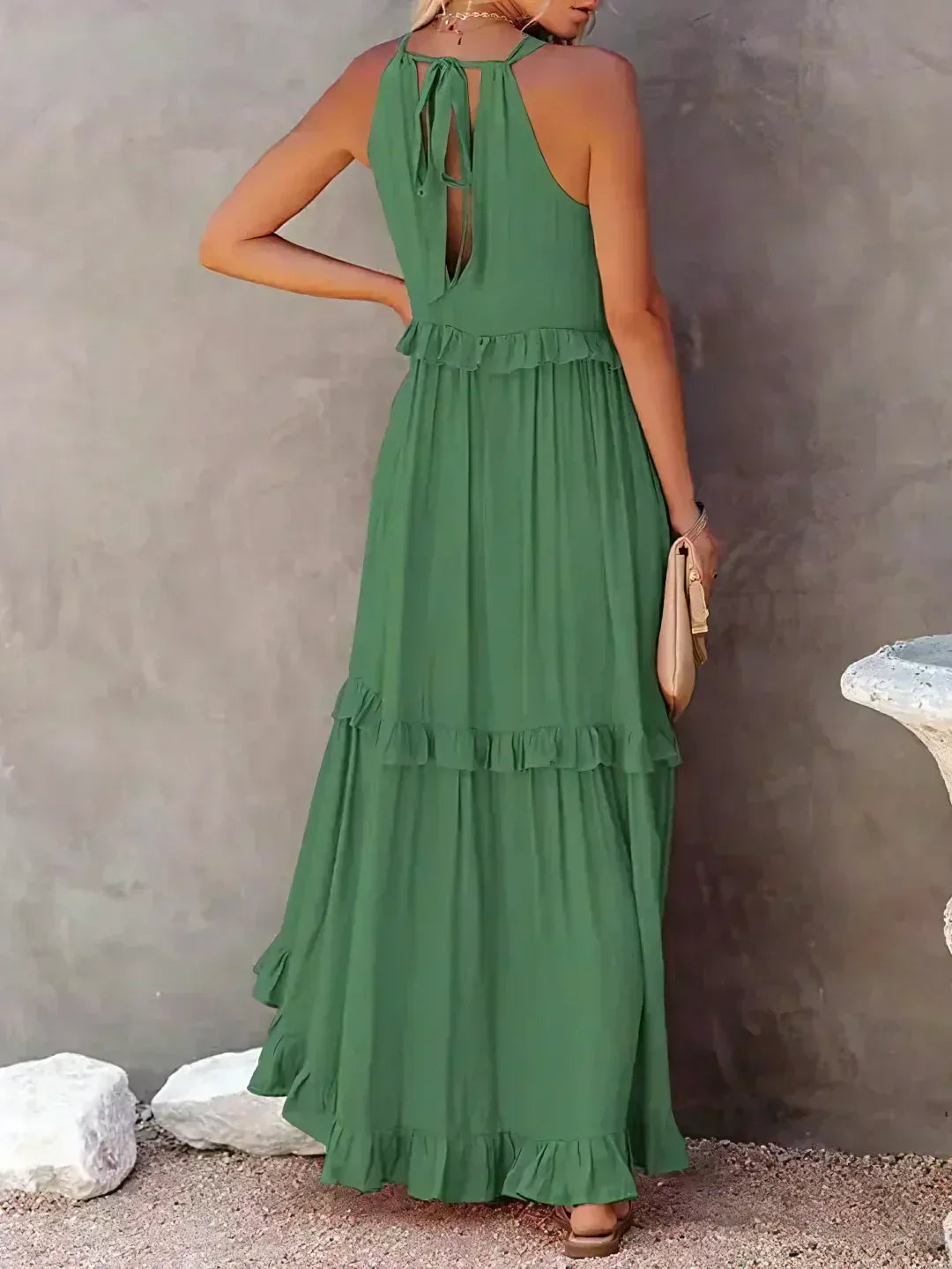 Sarah - Halter Ruffle Maxi Dress