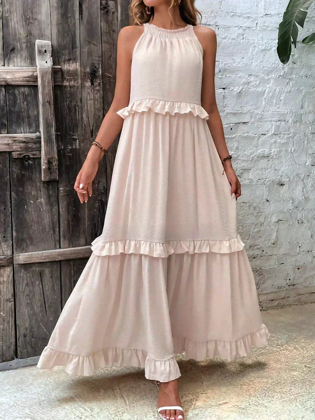 Sarah - Halter Ruffle Maxi Dress