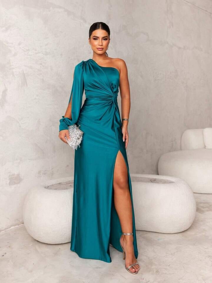 Victoria - Elegant Silk Dress with Split