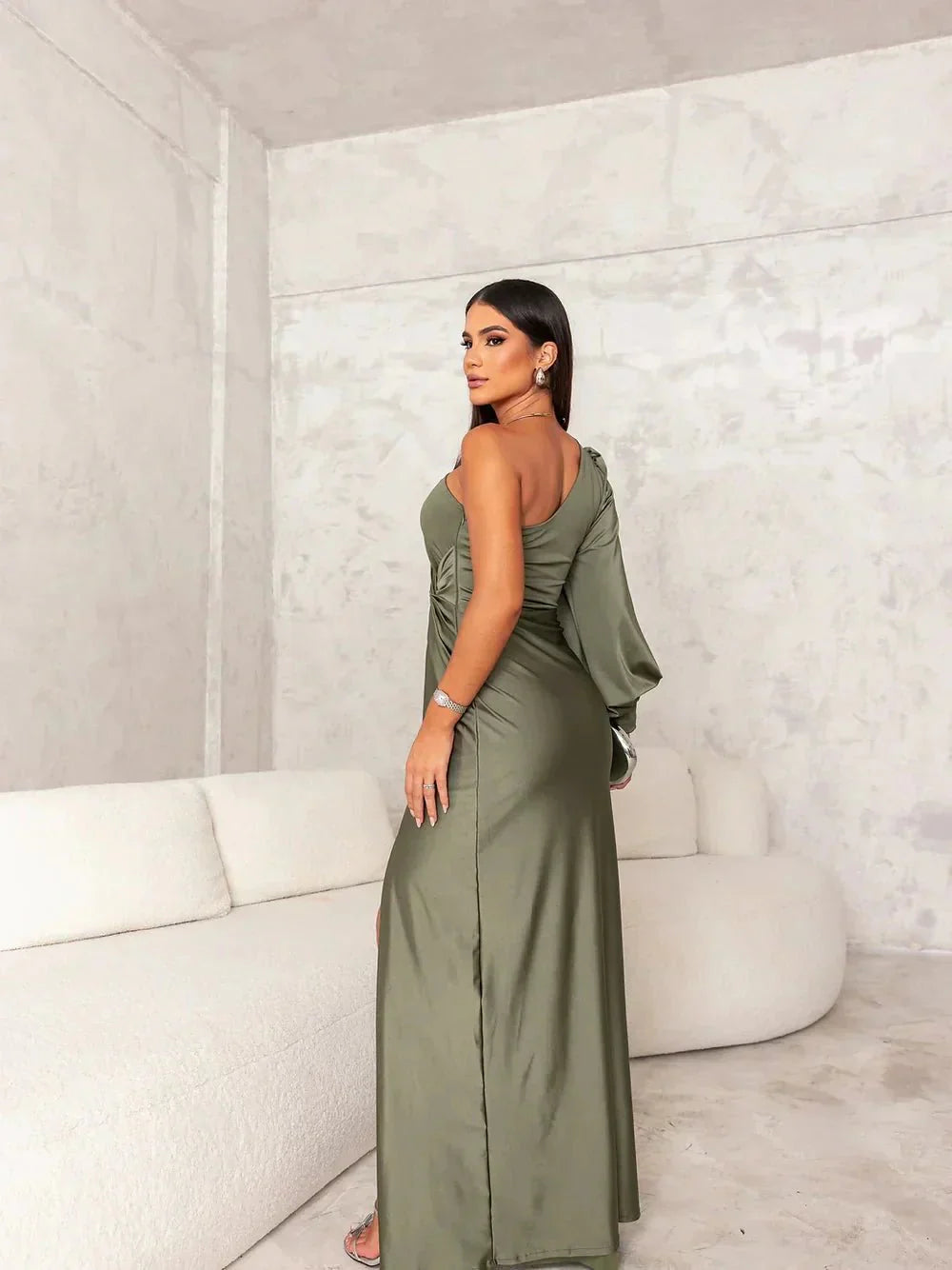 Victoria - Elegant Silk Dress with Split