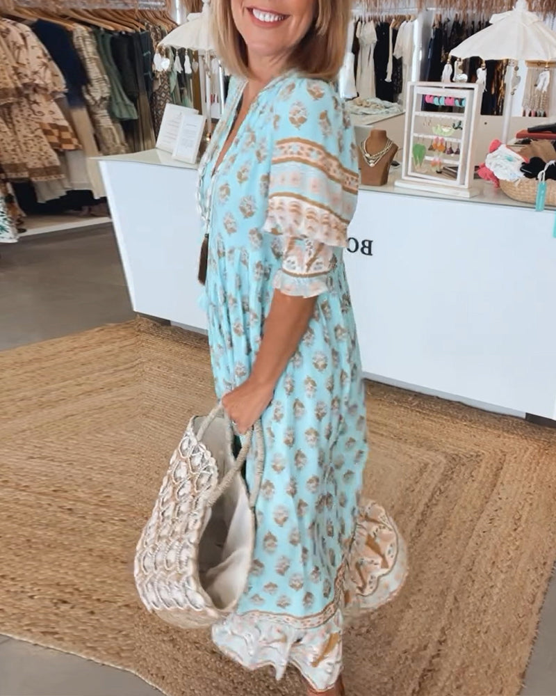 Tina - Printed V-Neck Dress
