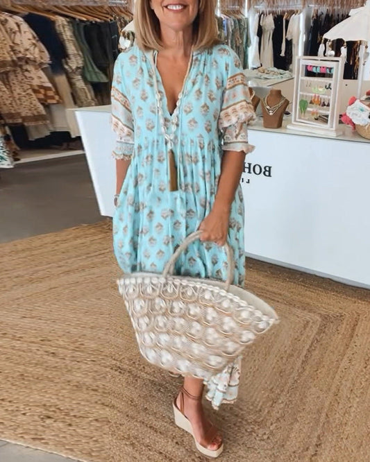Tina - Printed V-Neck Dress