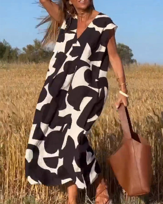 Stephanie - Printed V-neck dress