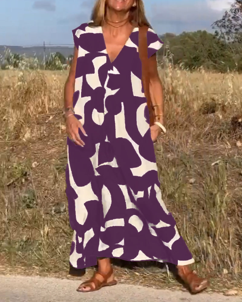 Stephanie - Printed V-neck dress