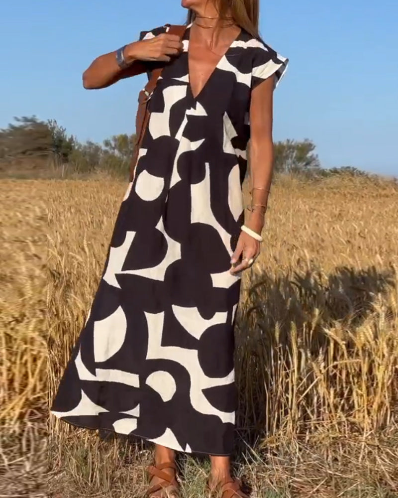 Stephanie - Printed V-neck dress