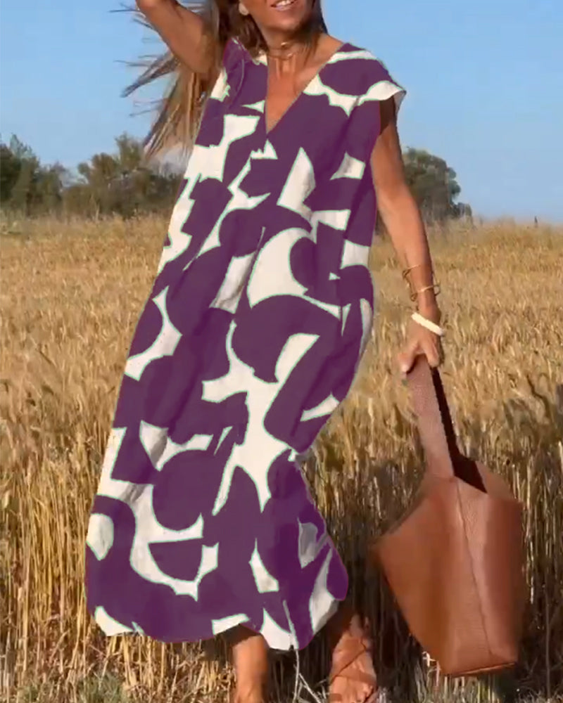 Stephanie - Printed V-neck dress