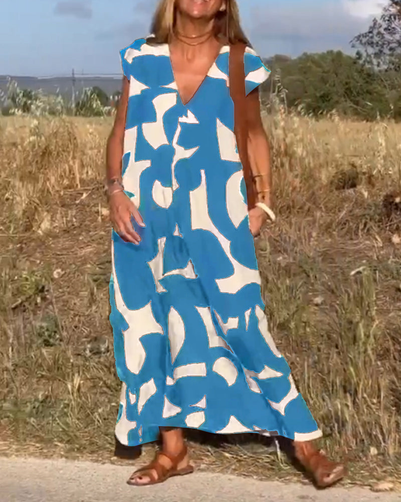 Stephanie - Printed V-neck dress