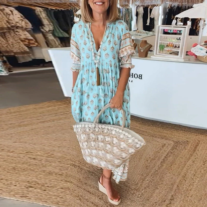 Tina - Printed V-Neck Dress