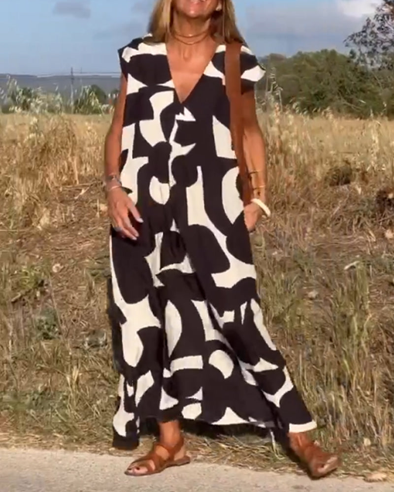 Stephanie - Printed V-neck dress