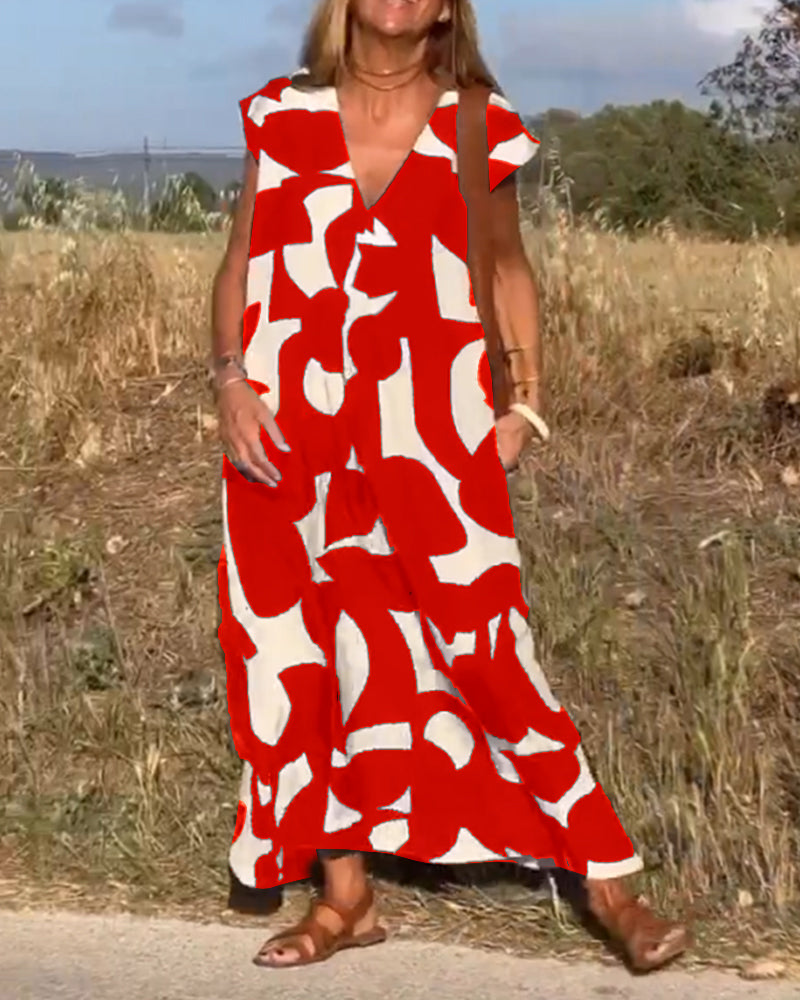 Stephanie - Printed V-neck dress