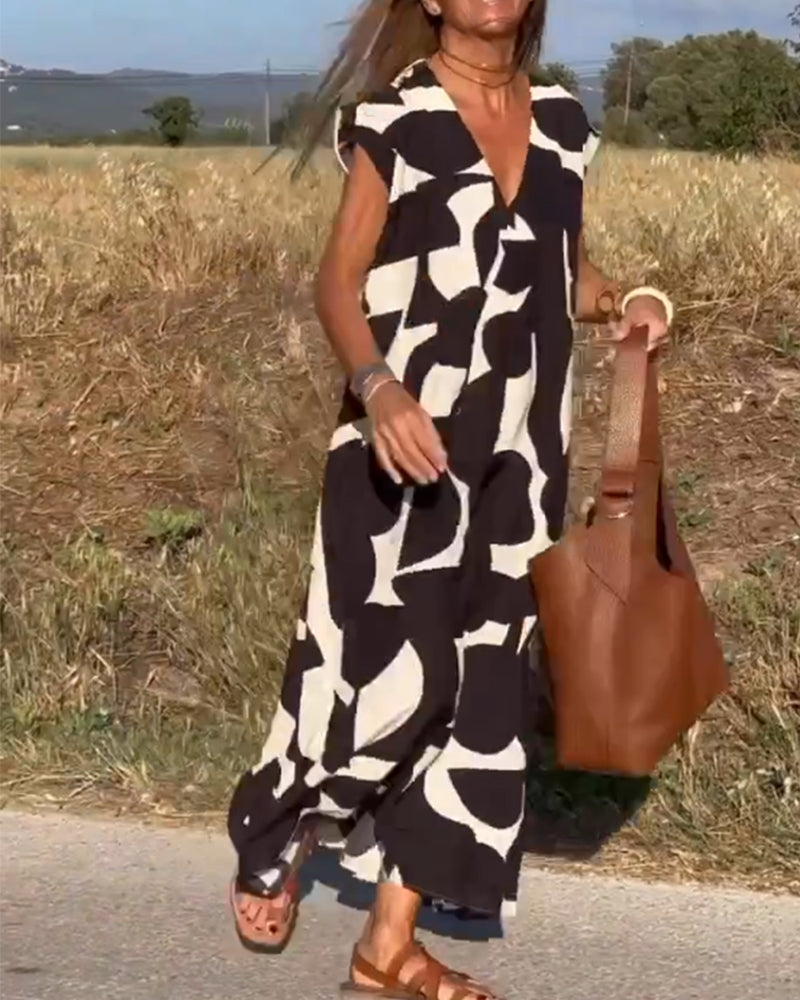 Stephanie - Printed V-neck dress