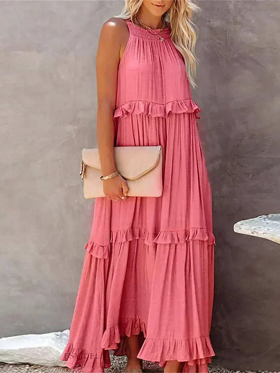Sarah - Halter Ruffle Maxi Dress