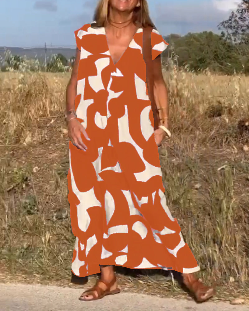 Stephanie - Printed V-neck dress