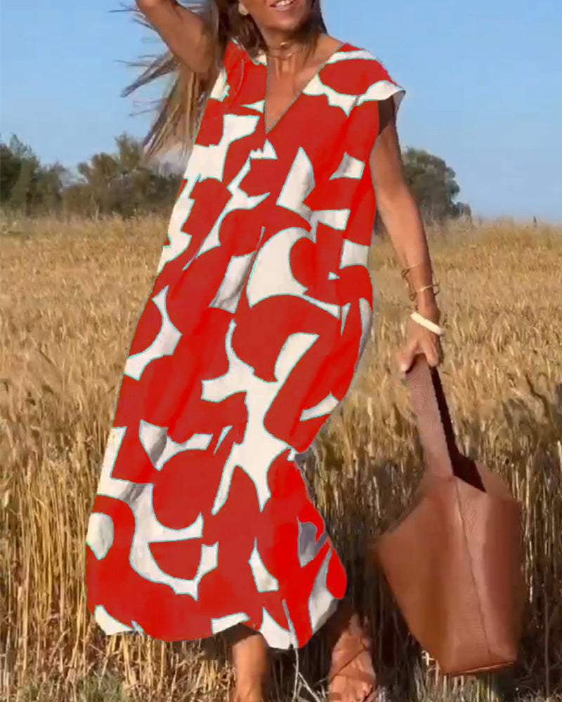Stephanie - Printed V-neck dress
