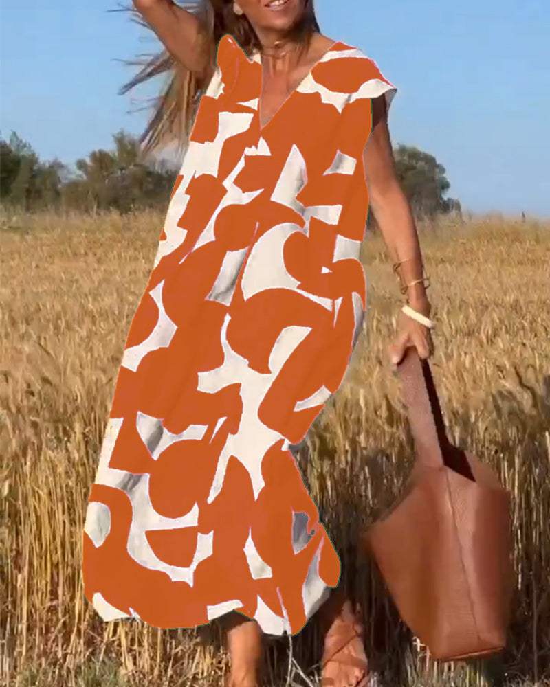 Stephanie - Printed V-neck dress