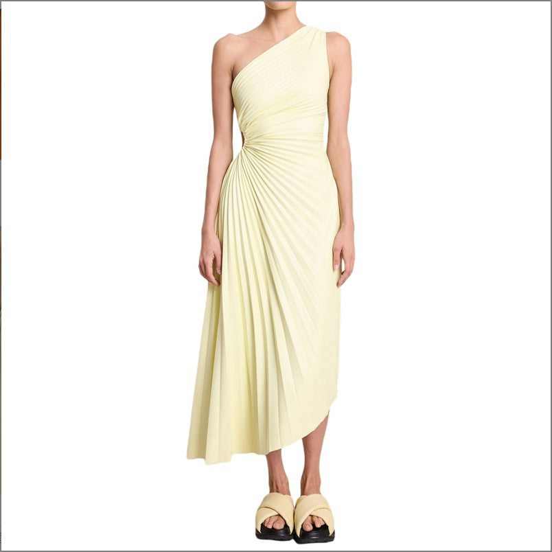 Sylviana - One-Shoulder Pleated Dress