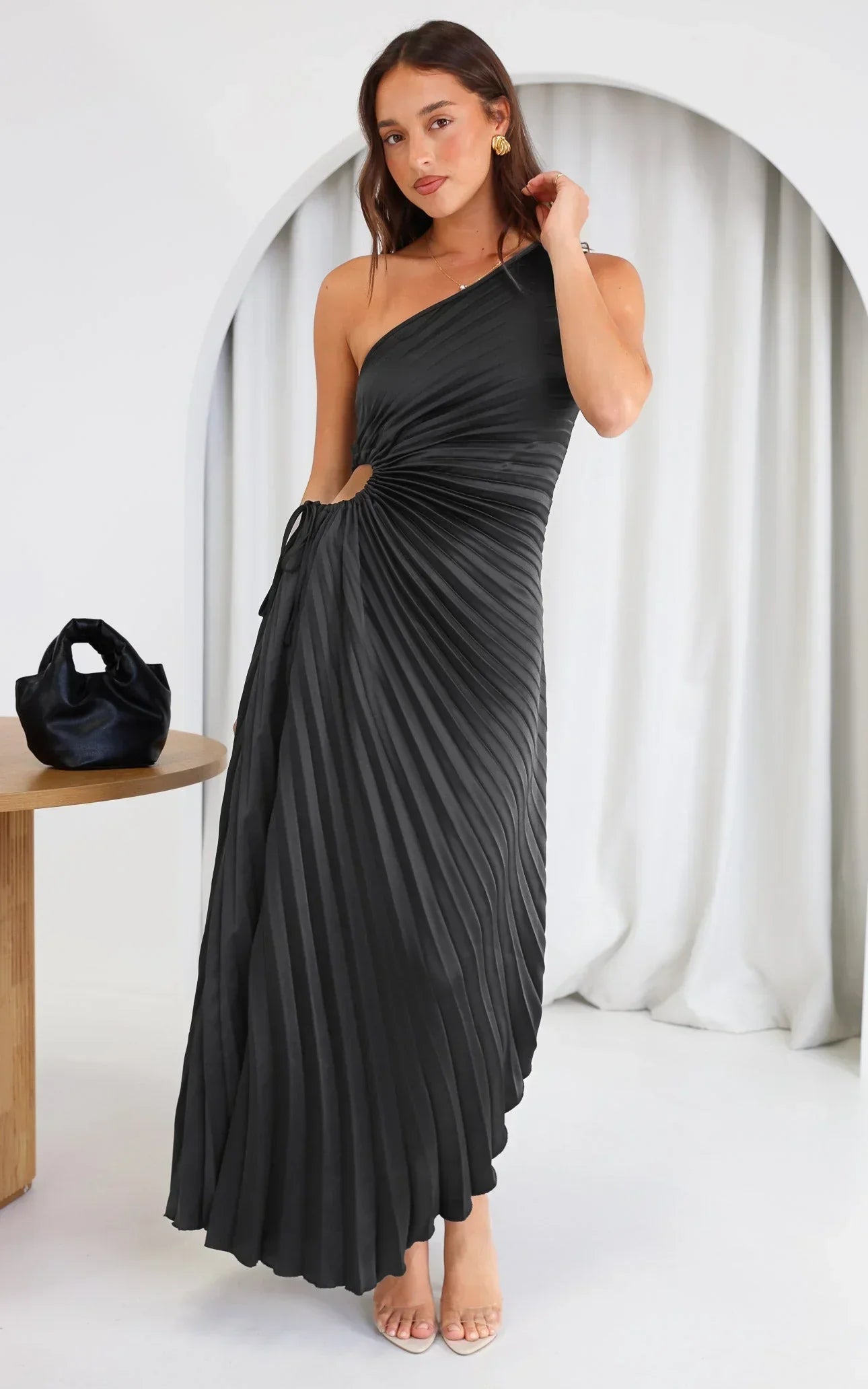 Sylviana - One-Shoulder Pleated Dress