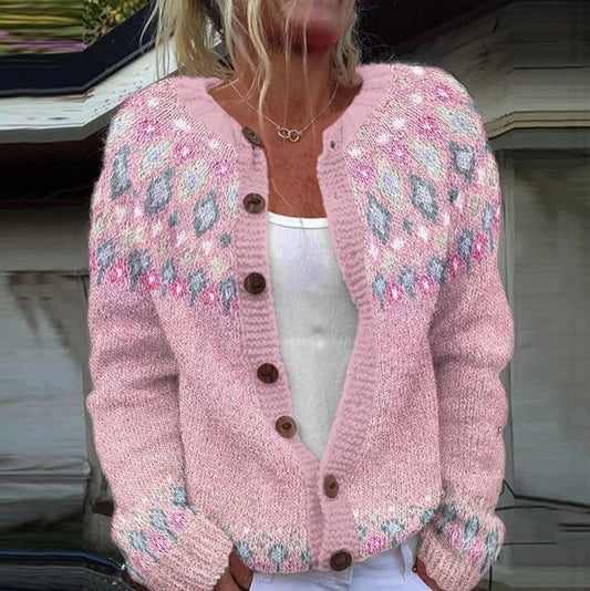 Sophie - Pink print cardigan
