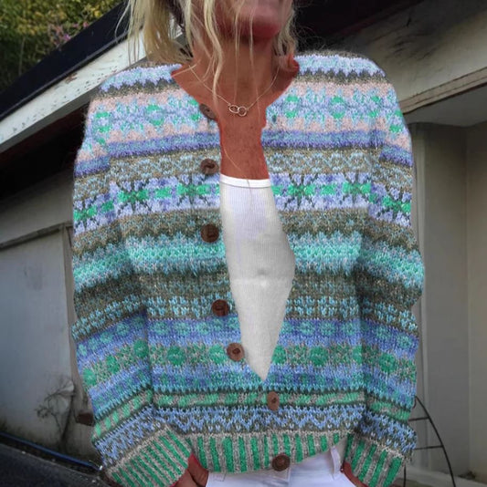 Amelia - Blue print cardigan