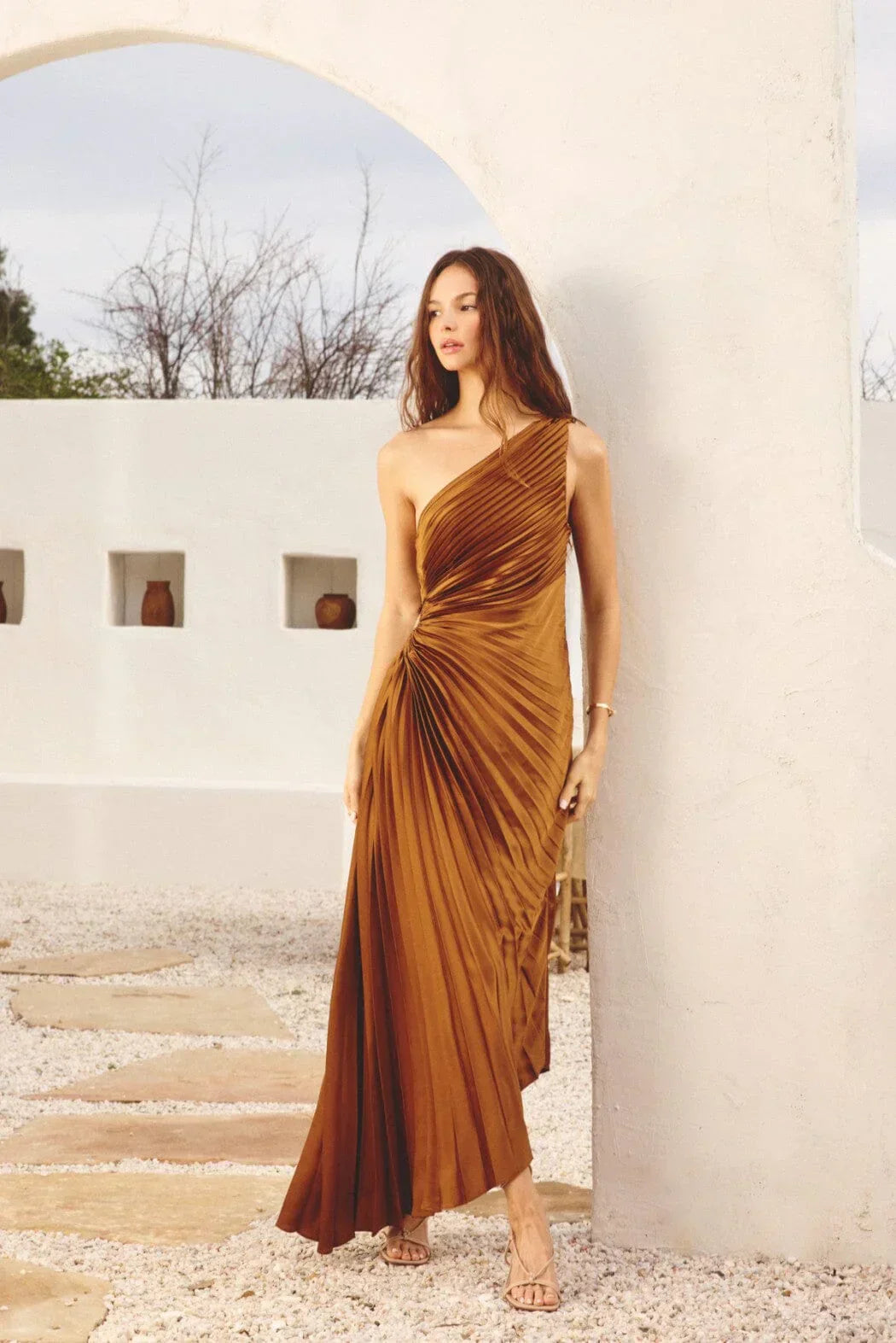 Sylviana - One-Shoulder Pleated Dress